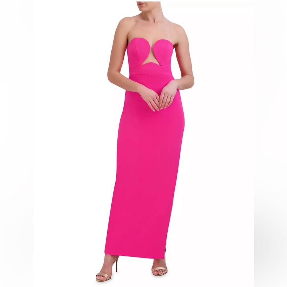 BCBG Pink Crepe Strapless Dress